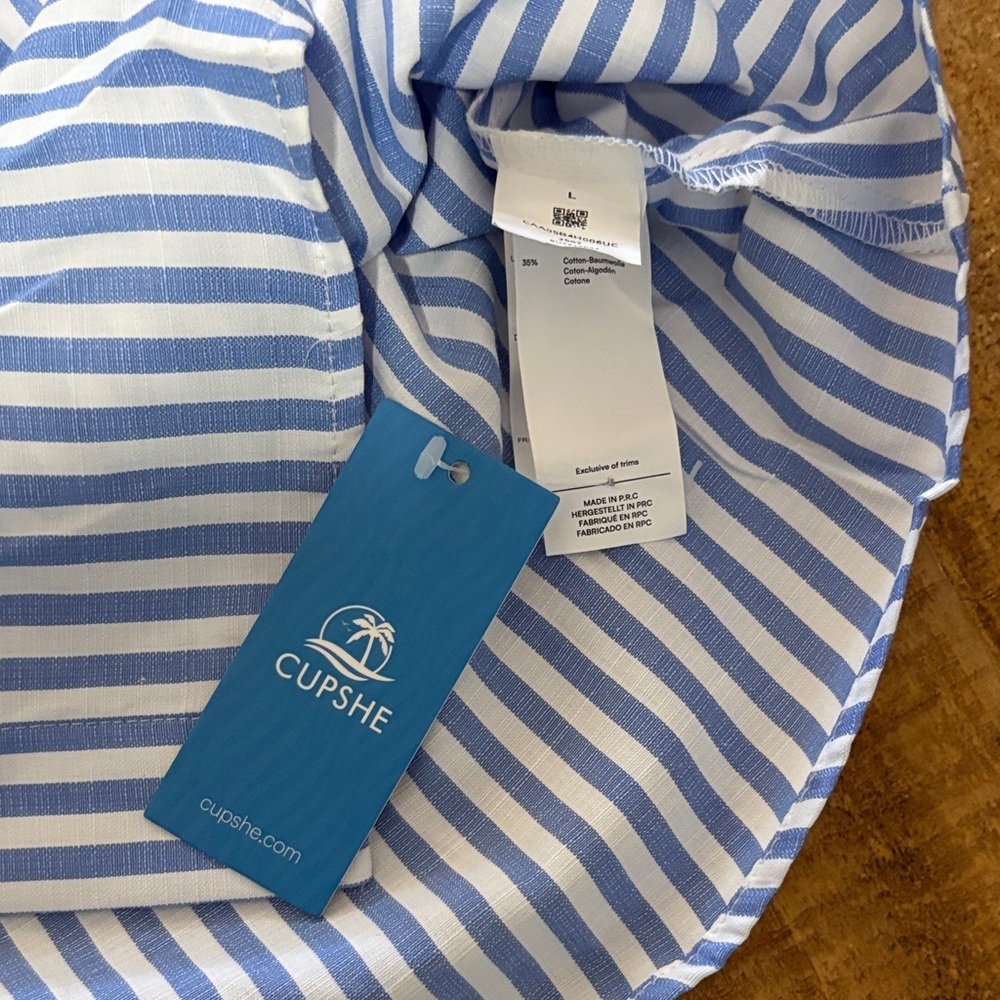 Cupshe Blue Striped V-Neck Flutter Sleeve Mini Dress NWT - Picture 12 of 13